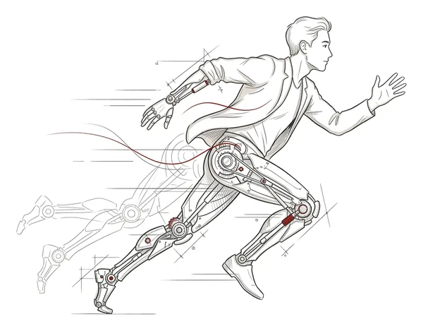 A runner whose legs are augmented with robotic parts: people doing more with AI